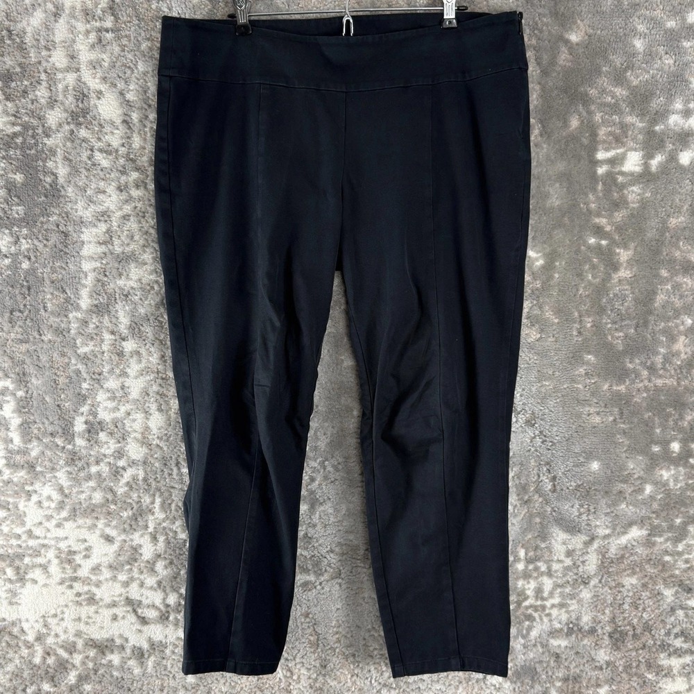 Eileen Fisher Size L Side Zip Slim Ankle‎ Career Trousers Black Sleeveless Women